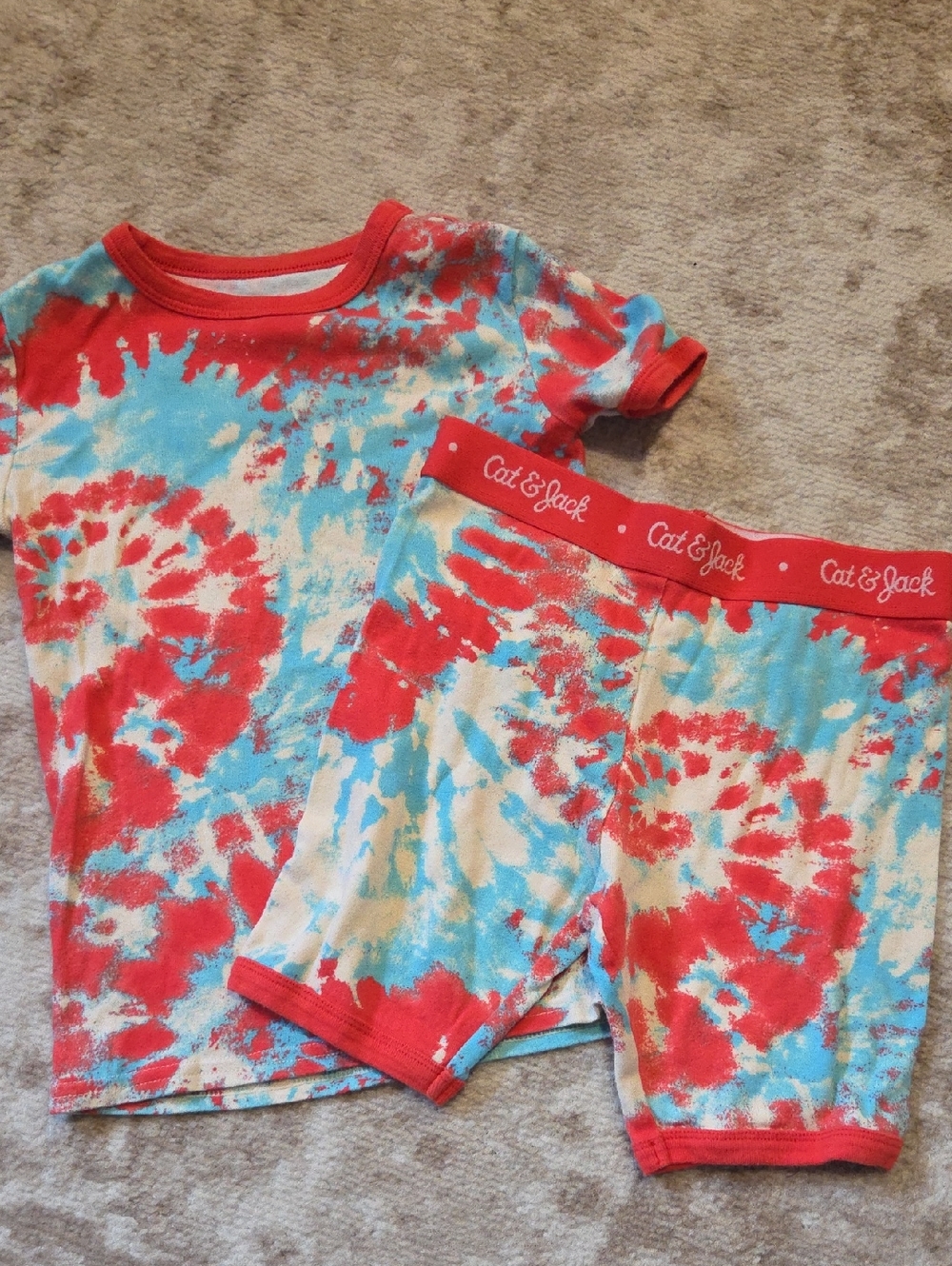Cat & Jack Kids' Red & Blue Tie-Dye Pajama Set